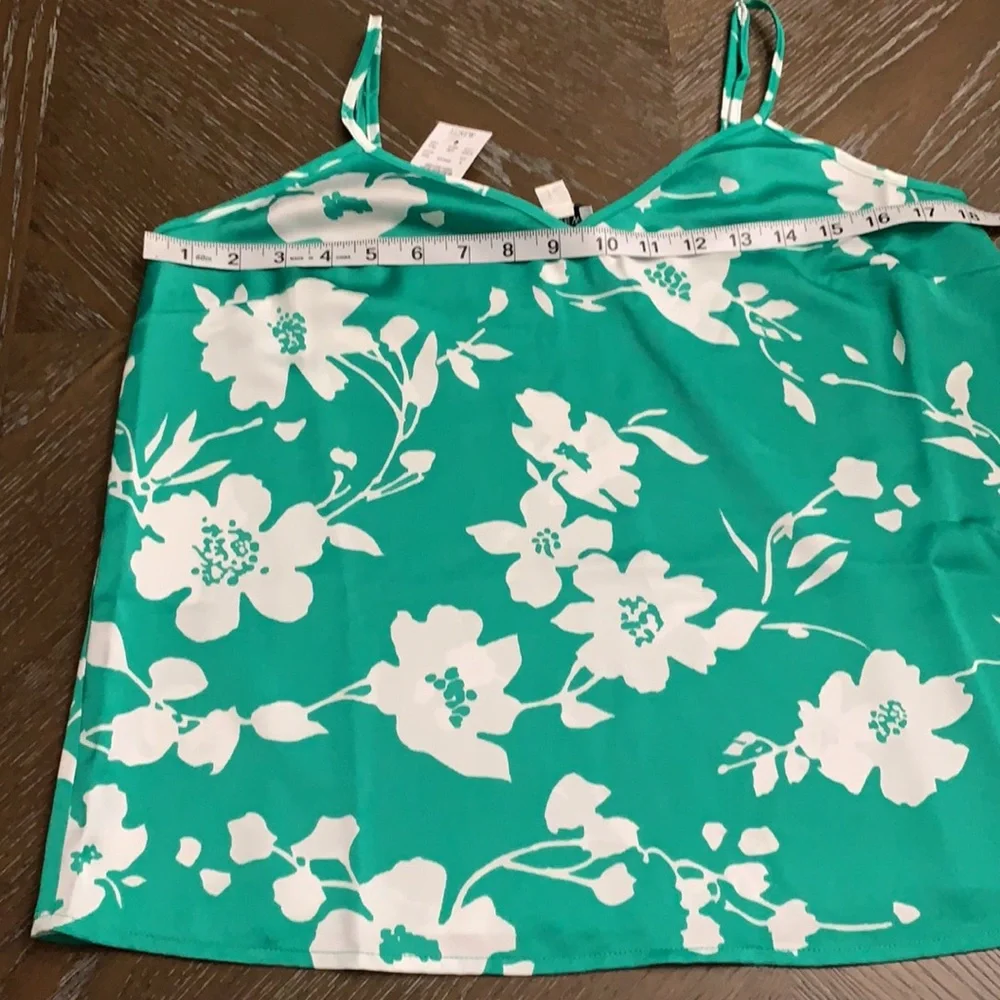 NWT J. Crew green floral print silky camisole top Size 6